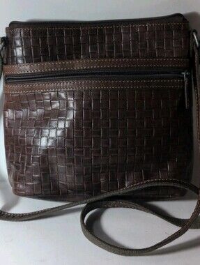 JACK GEORGES Voyager Woven Crossbody Mens/Womens Leather Bag (MSRP $240)
